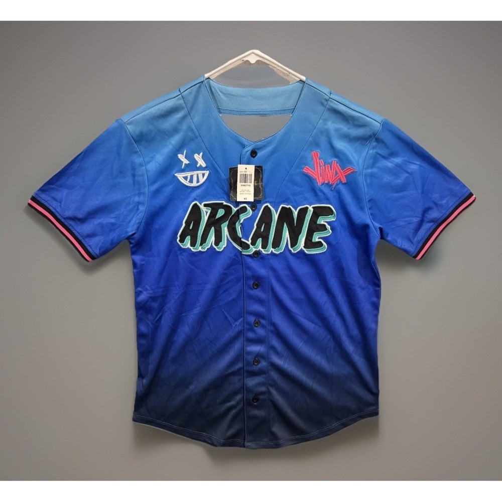 Arcane LEAGUE OF LEGENDS Jinx Jersey Size XS Blue Box Lunch Exclusive NEW NWT